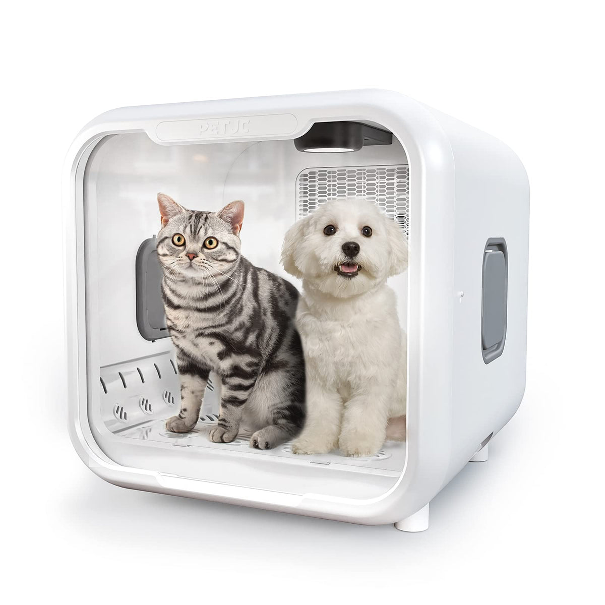 PvEvTv Automatic Pet Dryer Box for Cats and Small Dogs,Ultra Quiet Dog Hair Dryer 71L Capacity with Smart Temperature Control and 360 Drying(White-Standard)